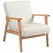 HOMCOM Fabric Accent Chair for Living Room, Arm Chair with Rubber Wood Frame and Padded Cushion, Cream White - 1
