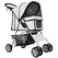 PawHut Pet Stroller for Small Miniature Dogs Cats Foldable Travel Carriage with Wheels Zipper Entry Cup Holder Storage Basket Grey - 1