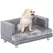 PawHut Dog Sofa Bed for Small-Sized Dogs, Elevated Pet Chair with PU Cover, Soft Cushion, Cat Couch Lounger with Anti-slip Legs - Grey - 1