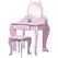ZONEKIZ Kids Vanity Table with Mirror, Stool, Drawer, Storage Boxes, Cat Design, for Ages 3-6 Years - Pink - 1