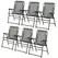 Outsunny Set of 6 Patio Folding Chair Set, Garden Portable Outdoor Chairs with Armrest and Breathable Mesh Fabric Seat and Backrest, for Camping, Beach, Deck, Lawn, Grey - 1