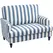 HOMCOM Modern Cuddle Chair, Velvet Single Sofa Armchair with Stripe, Turned Legs and Wide Seat, Upholstered Snuggle Chair for Living Room, Bedroom, Blue and White - 1