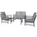 Outsunny 4 Piece Rattan Garden Furniture Set, 4 Seater Wicker Patio Conversation Set with 2 Armchairs, Loveseat, Glass Top Coffee Table and Cushions for Outdoor, Balcony, Grey - 1