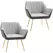 HOMCOM Velvet Armchairs, Upholstered Accent Chairs with Golden Steel Legs, Modern Vanity Chairs for Living Room and Bedroom, Set of 2, Light Grey - 1