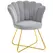 HOMCOM Velvet-Feel Lotus Petal Accent Chair - Grey - 1