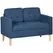 HOMCOM Modern Loveseat Sofa, Compact 2 Seater Sofa with Hidden Storage, 117cm Tufted Cotton Couch with Wood Legs, Blue - 1