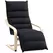HOMCOM Curved Wooden Accent Chair, with Adjustable Footrest - Black - 1