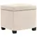 HOMCOM Storage Ottoman Bench, Corduroy Footstool with Removable Lid and Legs, 40cm Storage Chest Box for Living Room, Bedroom, Hallway, Beige - 1