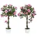 Outsunny Set of 2 Artificial Plants White Rose Floral in Pot, Fake Plants for Home Indoor Decor, 90cm, Purple - 1
