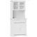 HOMCOM 4-Door Kitchen Cupboard with Drawer, Freestanding Kitchen Cabinet with Glass Doors, Adjustable Shelves and Open Counter, White - 1