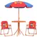 Outsunny Kids Picnic Table and Chair Set, Cowboy Themed Outdoor Garden Furniture w/ Foldable Chairs, Adjustable Parasol - 1