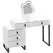 HOMCOM Dressing Table, Vanity Desk with Leaf Shape Mirror, Makeup Table with 5 Drawers, 3-Colour LED Lights, 100x40cm Tabletop, White - 1
