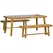 Outsunny 3 Pieces Picnic Bench Set with Table and 2 Benches, Acacia wood Dining Trestle Beer Table and Seat,  Natural Wood Finish - 1