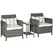 Outsunny 3 Pieces Rattan Bistro Set, Wicker Garden Furniture Set, Glass Top 2-tier Coffee Table and Chairs Set with Pillows and Washable Cushions for Outdoor, Patio, Balcony, Light Grey - 1