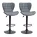HOMCOM Bar Stools Set of 2 Adjustable Height Swivel Bar Chairs in PU Leather with Backrest & Footrest, Grey - 1
