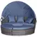 Outsunny Outdoor PE Rattan Garden Furniture with Cushioned, Patio Wicker Conversation Furniture Set, Round Daybed with Retractable Canopy, Coffee Table and Three Pillows, Grey/Blue Grey - 1