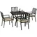 Outsunny 5 Pieces Garden Dining Set with Cushions, Outdoor Patio Table and 4 Stackable Chairs, Metal Top Table with Umbrella Hole, Black - 1