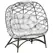 Outsunny 2 Seater Egg Chair Outdoor, Folding Weave Garden Furniture Chair with Cushion, Cup Pockets - Light Grey - 1