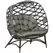 Outsunny 2 Seater Egg Chair Outdoor, Folding Weave Garden Furniture Chair with Cushion, Cup Pockets - Sand Brown - 1