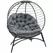 Outsunny Folding Rattan Egg Chair, Freestanding Basket Chair with Cushion, Bottle Holder Bag for Outdoor or Indoor, Grey - 1