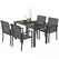 Outsunny Outdoor Dining Set 5 Pieces Patio Conservatory with Tempered Glass Tabletop,4 Dining Chairs - Grey - 1