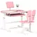 AIYAPLAY Height Adjustable Kids Desk and Chair Set, School Study Writing, Reading Table Chair Set w/ Tilted Desktop, Pink - 1