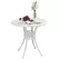 Outsunny 78 cm Round Garden Dining Table with Parasol Hole Antique Cast Aluminium Outdoor Table Only, White - 1