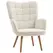 HOMCOM Modern Accent Chair, Upholstered Tufted Wingback Armchair with Seat Padding, Teddy Fleece Leisure Lounge Bedroom Chair with Wood Legs, Cream White - 1
