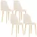 HOMCOM Modern Dining Chairs Set of 4, Kitchen Chairs with Backrest and Steel Legs for Dining Room, Living Room, Khaki - 1