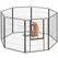 PawHut Eight-Panel Dog Playpen with Door, for Large Dogs, Indoors, Outdoors, 100cm Tall, Black - 1