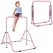 HOMCOM Kids Gymnastic Bar, with Adjustable Height, Foldable Horizontal Bars - Pink - 1