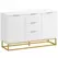 HOMCOM Sideboard with 3 Drawers and Adjustable Shelves for Living Room - White - 1