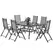 Outsunny Seven-Piece Steel Outdoor Dining Set, with Parasol Hole - Grey - 1