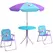 Outsunny Kids Picnic Table and Chair Set, Fairy Themed Outdoor Garden Furniture w/ Foldable Chairs, Adjustable Parasol - 1