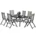 Outsunny Seven-Piece Steel Outdoor Dining Set, with Parasol Hole - Khaki - 1