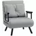 HOMCOM 4-in-1 Velvet-Feel Single Chair Bed, with Pillow - Light Grey - 1
