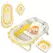 AIYAPLAY Foldable Baby Bath Tub Set with Bath Cushion, Wash Basin, Non-Slip Stand, Bottom, Yellow - 1