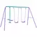 Outsunny Metal Swing Set, with Seesaw, Adjustable Height, for Ages 3+ Years, Purple - 1