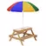AIYAPLAY Kids Picnic Table, Sand and Water Table with Wooden Benches, Adjustable Parasol and Storage Bins, Multicolour - 1