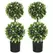 HOMCOM Set of 2 Decorative Artificial Plants Ball Trees with Lavender Flowers in Pot Fake Plants for Home Indoor Outdoor Decor, 70cm, White - 1
