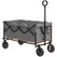 Outsunny 160L Festival Trolley on Wheels, Folding Camping Trolley Cart w/ Tailgate, 100kg Heavy Duty Garden Collapsible Folding Wagon w/Adjustable Handle, Carry Bag for Beach Picnic, Grey and Orange - 1