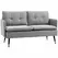 HOMCOM Modern Two Seater Sofa, Button Tufted Loveseat with Cushions and Steel Legs for Living Room, Guest Room, Grey - 1