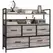 HOMCOM Rustic Chest of Five Fabric Drawers - Grey Wood Effect - 1