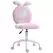 HOMCOM Fuzzy Office Chair with Bunny Ears, Faux Fur Swivel Desk Chair, Armless Makeup Vanity Chair with Adjustable Height for Bedroom, Study Room, Colourful - 1