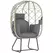 Outsunny Rattan Egg Chair Outdoor Indoor Wicker Chair with Thickened Cushion and Headrest, Standing Garden Egg Chair with Cup Holder, Metal Frame for Patio, Balcony, Grey - 1