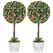 HOMCOM Set of 2 Decorative Artificial Plants, Ball Topiary Tree with Rose Flower in Pot, Fake Plants for Home Indoor Outdoor Decor, 60cm, Pink - 1