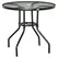 Outsunny Outdoor φ80cm Round Dining Table Tempered Glass Top Steel Frame Bistro Coffee End Side Table Garden w/ Parasol Hole - 1