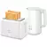 HOMCOM Polished Stainless Steel Kettle and Toaster Set - White - 1