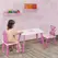 HOMCOM 3 Pcs Kids and Table Chair Set Princess & Crown Theme Home Furniture Pretty Gift 2-4 Years Pink - 1