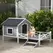 PawHut Small/Medium Dog House with Porch, Grey - 1